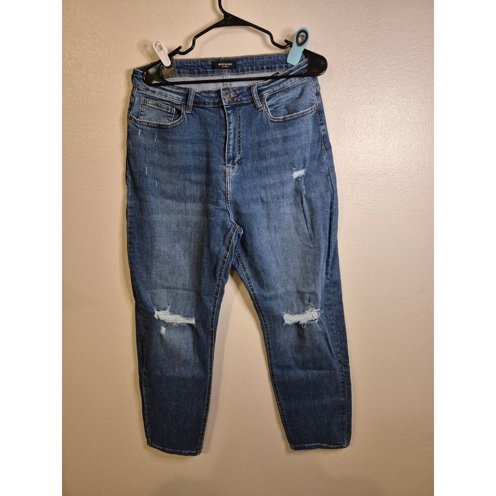 American Bazi Plus Size 1X High Rise Straight Leg Distressed Jeans - NWT